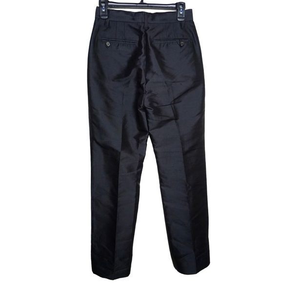 Marc Jacobs Black Silk Tapered Straight Leg Pants Sz 2 Front Slant Pockets‎ - Picture 3 of 7